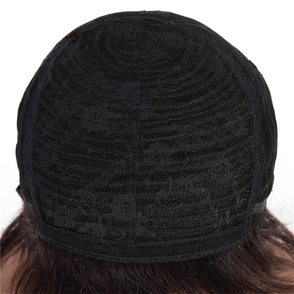 Ship In 24Hours-Lumiere Lumiere #1B/99J Short Pixie Cut Straight Bob With Bangs Full Machine None Lace Human Hair Wig
