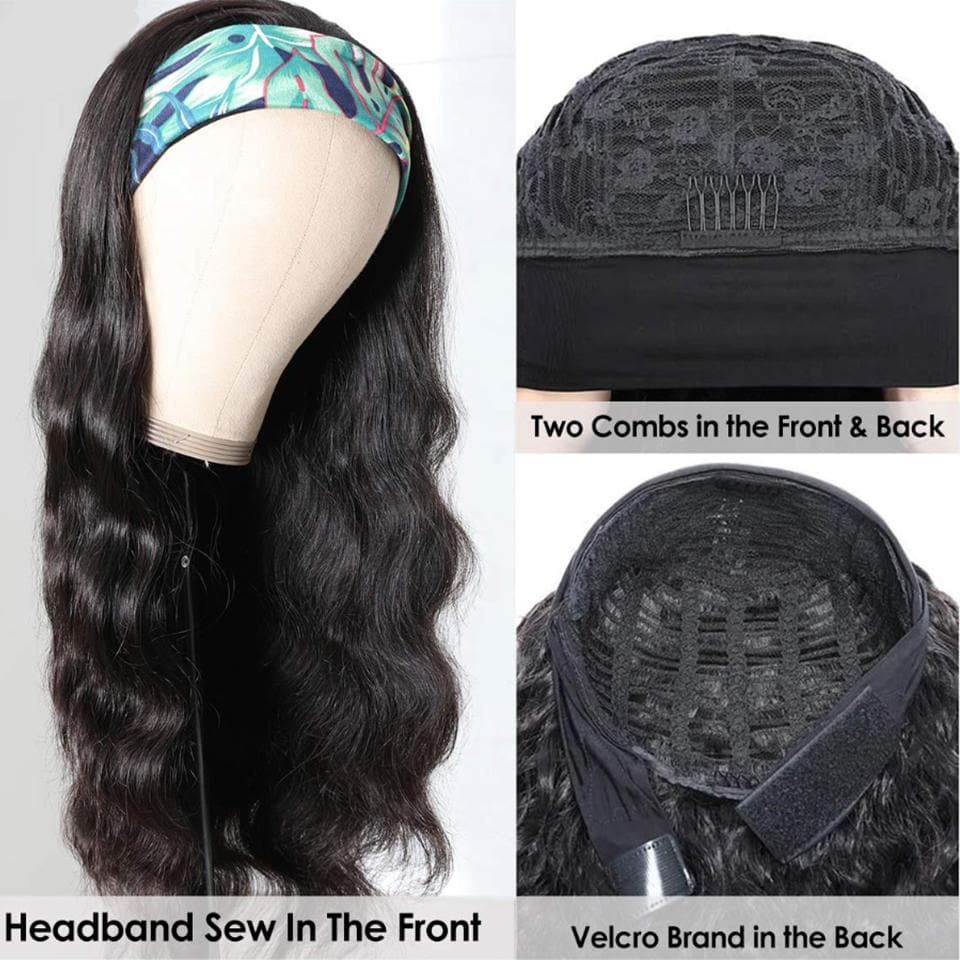 Lumiere Body Wave Headband Human Hair Wig Machine Made Non-Lace