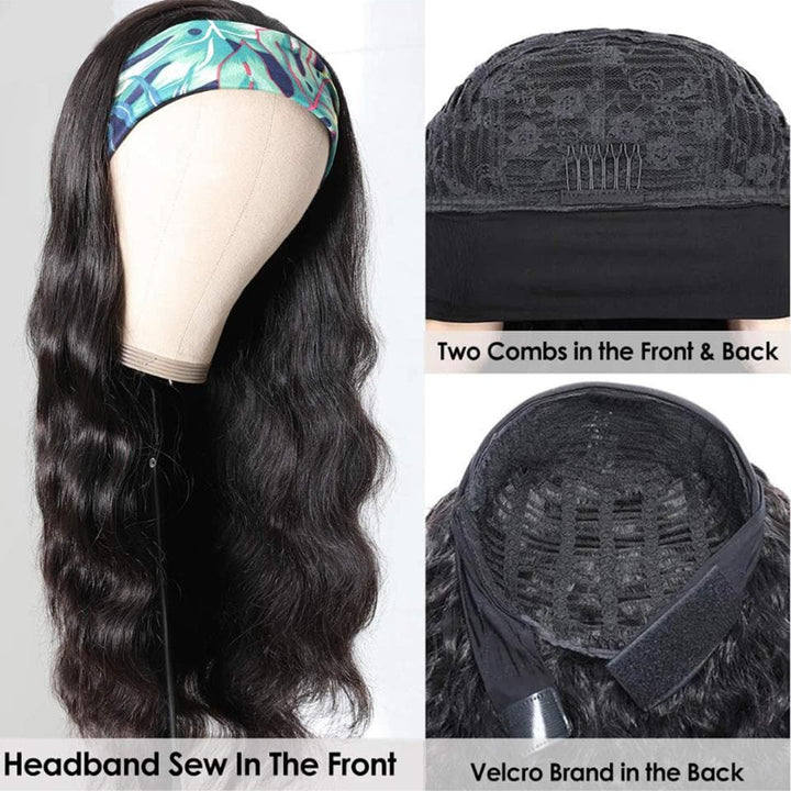 Lumiere Body Wave Headband Human Hair Wig Machine Made Non-Lace