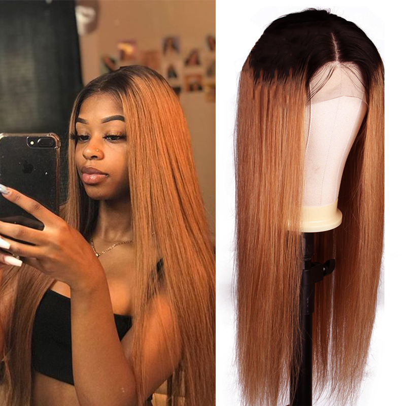 lumiere 1B/30 Ombre Straight 4x4/5x5/13x4 Lace Closure/Frontal 150%/180% Density Wigs For Women Pre Plucked - Lumiere hair