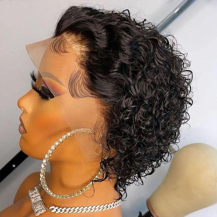 Ship In 24Hours-Lumiere Lumiere Short Curly 13x1 Lace Front Human Hair Wigs Pixie Cut for Black Women