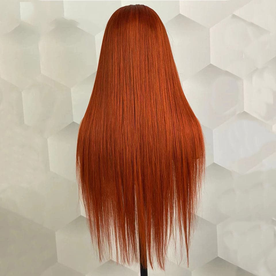 #350 Ginger Straight HD Transparent Lace Frontal Wigs For Women Human Hair