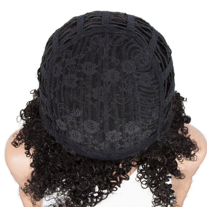 Ship In 24Hours-Lumiere #1B Curly Short Bob Full Machine Made None Lace Wig Virgin Human Hair