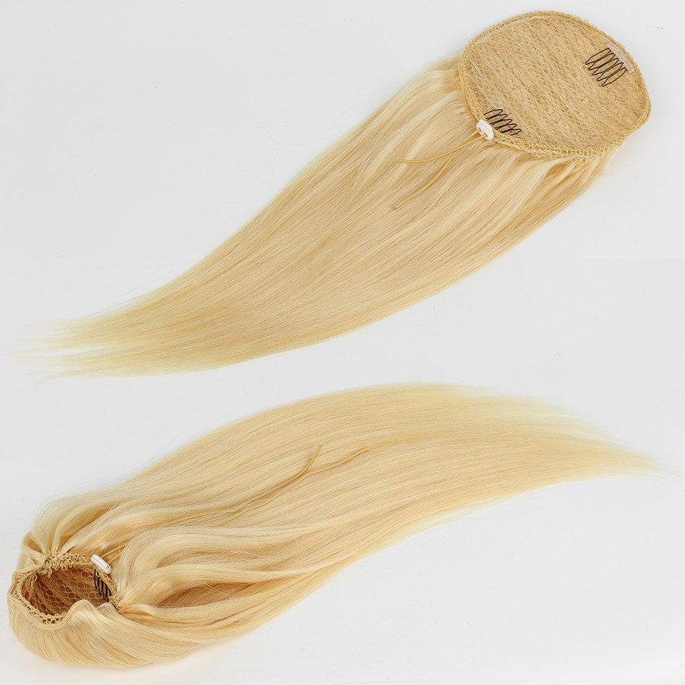 613 Blonde Straight Drawstring Ponytail Human Hair Extensions