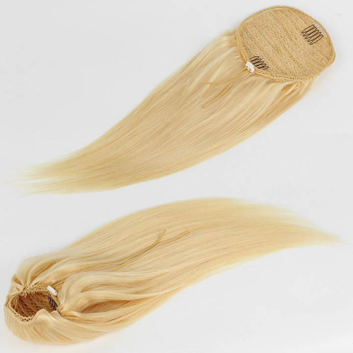 613 Blonde Straight Drawstring Ponytail Human Hair Extensions