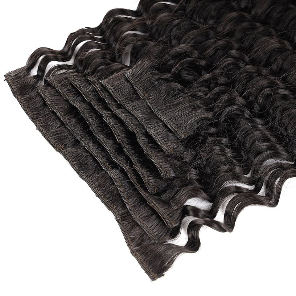 Brazilian Deep Wave Clips In 8PCS 120Grams/Set Natural Color Weft Extensions