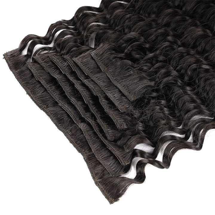 Brazilian Deep Wave Clips In 8PCS 120Grams/Set Natural Color Weft Extensions
