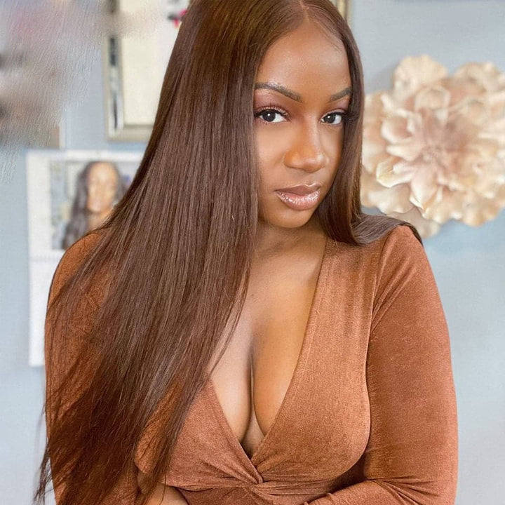 Skunk Stripe Light Brown Straight 4x4/13x4 Lace Front Wigs For Women
