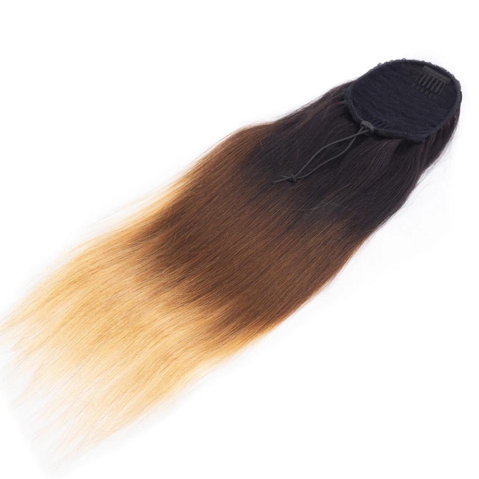1b/4/27 Straight Drawstring Ponytail African American Hair Extension