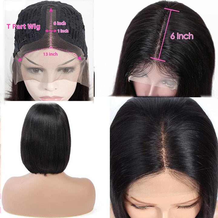 Straight Bob 13X1 T Part Lace Brazilian Wigs For Black Women