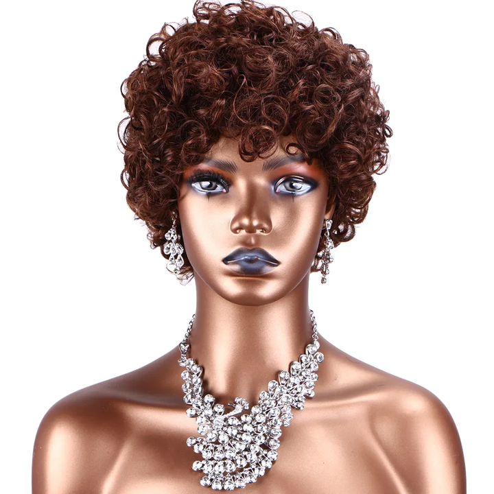 Short Human Hair Wigs Pixie Cut Curly Brazilian Hair for Black Women Machine Made Human Hair Wig