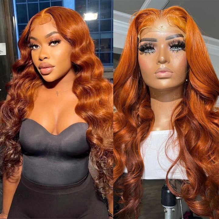 Skunk Stripe Ombre Ginger Body Wave 4x4/13x4 HD Lace Colored Human Hair Wigs for Women