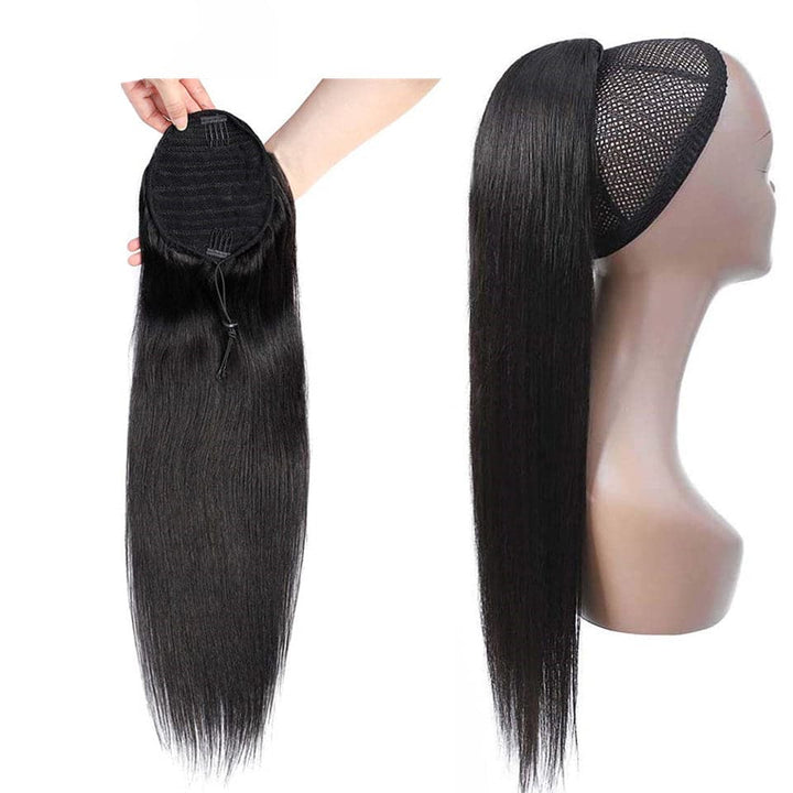 Brazilian Straight Drawstring Ponytail Extensions Natural Hair