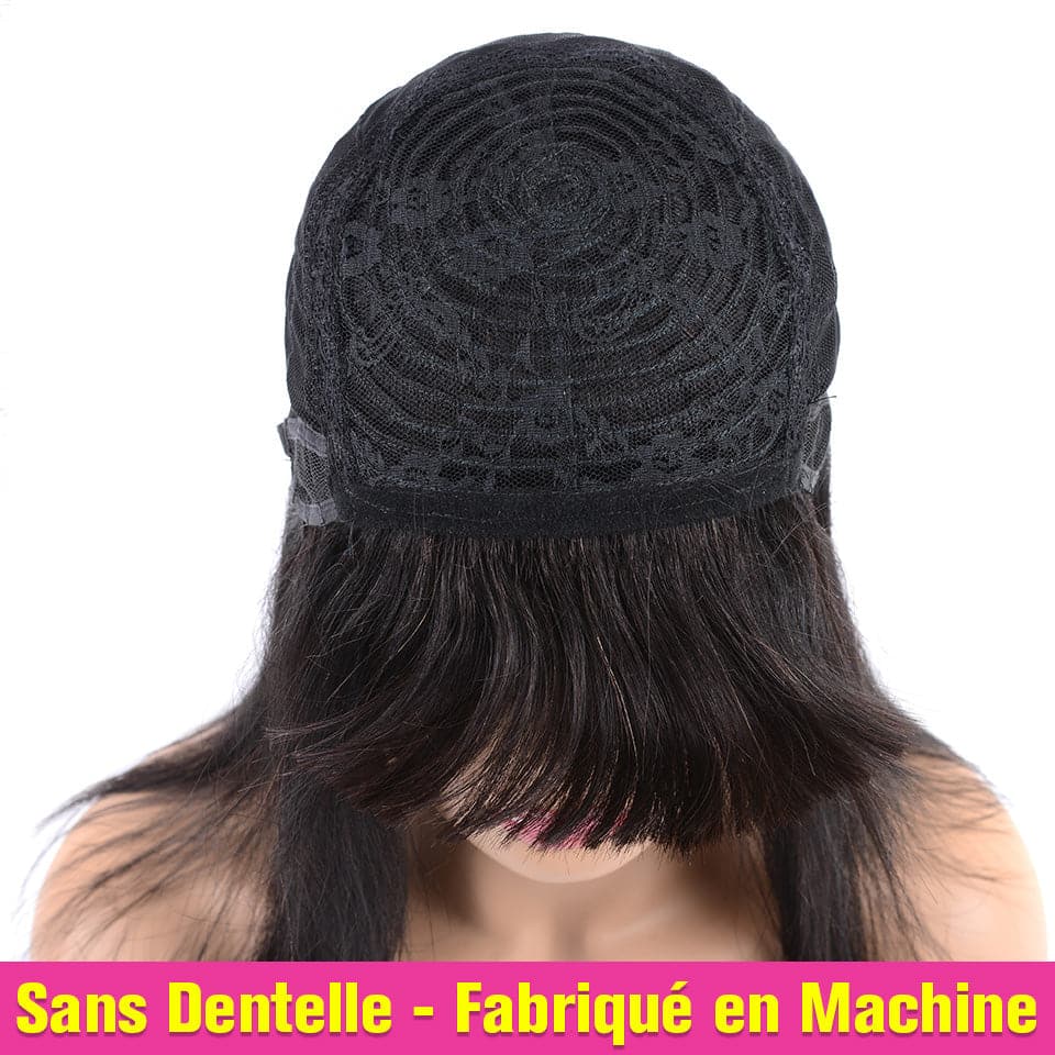 Water Wave Full Machine Made None Lace Front Wigs With Bangs Human Hair Wigs