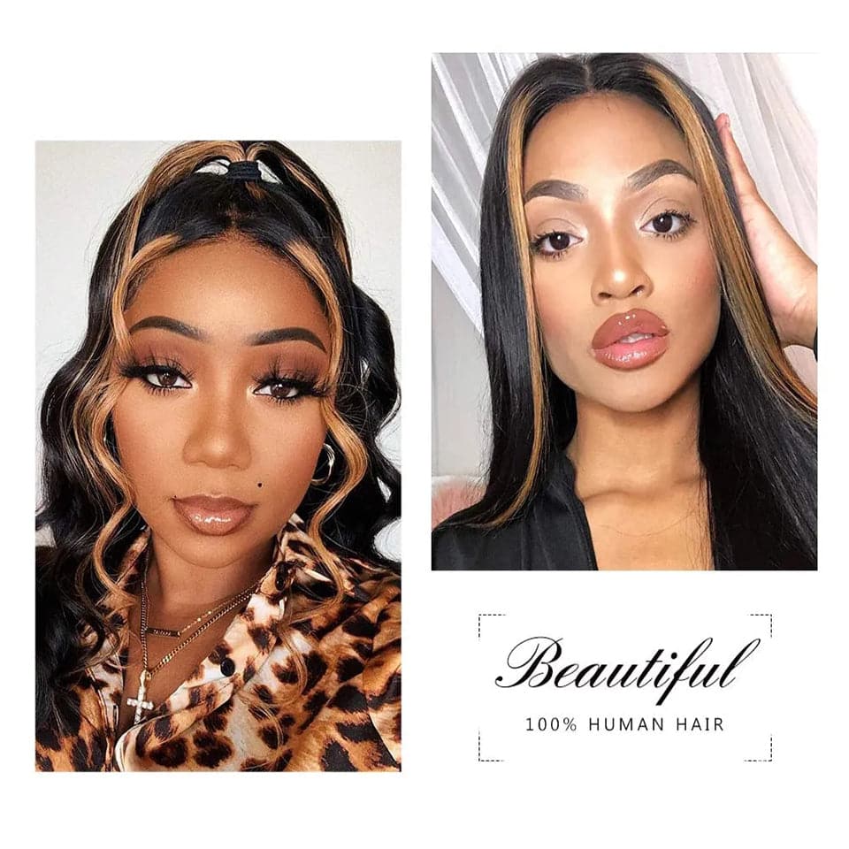 Honey Blonde Highlights Straight Short Bob 13x4 Lace Front Wig Natural Hairline