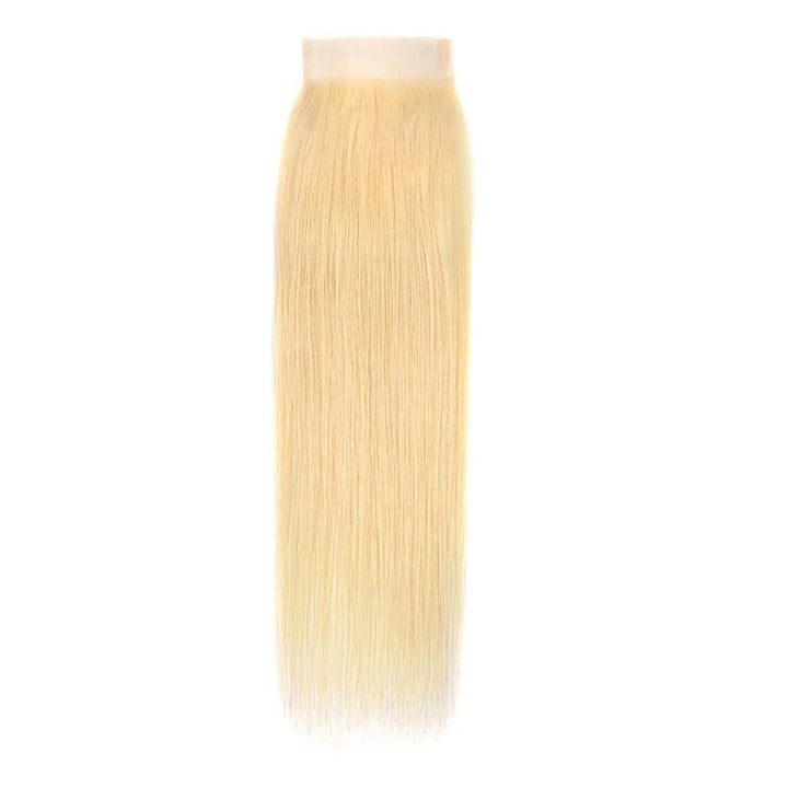 613 Blonde Color 2 Bundles Straight with 4x4 Closure Virgin Human Hair