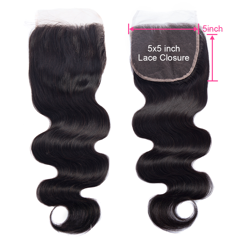 Body Wave 4 Bundles With Closure 5x5 lace 100% virgin human hair