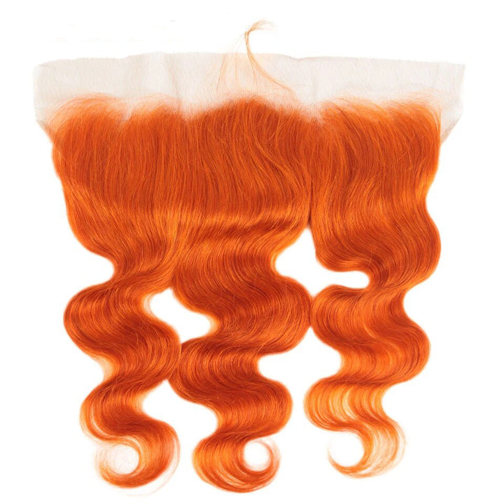 #350 Orange Color Body Wave 3 Bundles With 13X4 Lace Frontal Human Hair(No Code Need)