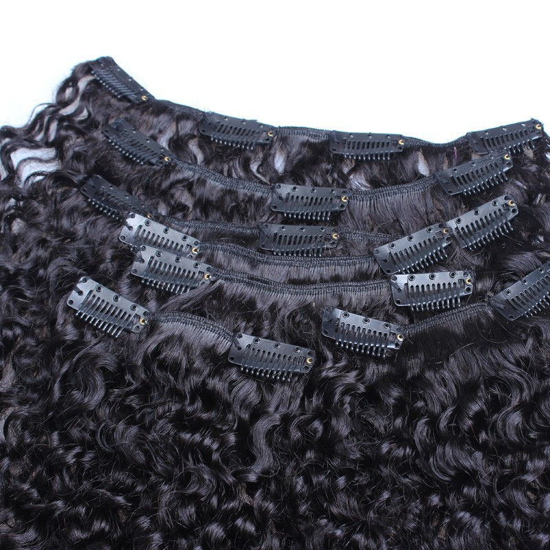 Ship In 24Hours-Lumiere Kinky Curly Clip In Human Hair Extensions 8 Pieces/Set 120G Ship Free