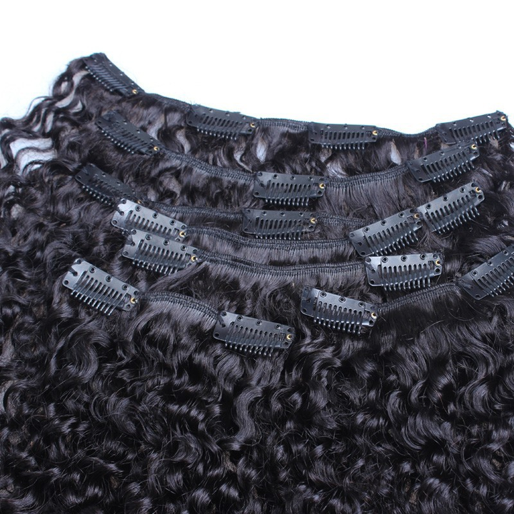Ship In 24Hours-Lumiere Kinky Curly Clip In Human Hair Extensions 8 Pieces/Set 120G Ship Free