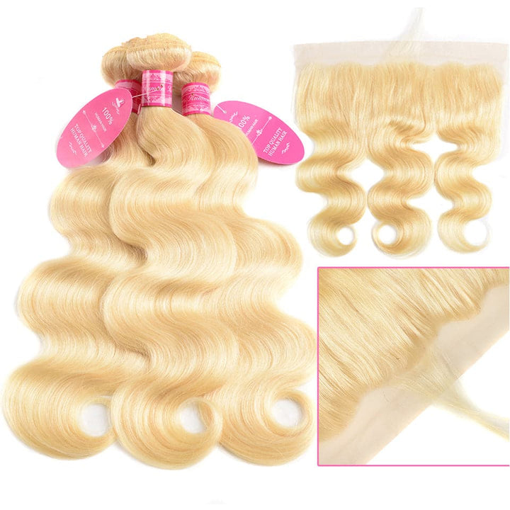 lumiere 613 Blonde Body Wave 4 Bundles with 13*4 Frontal Human Virgin Hair - Lumiere hair
