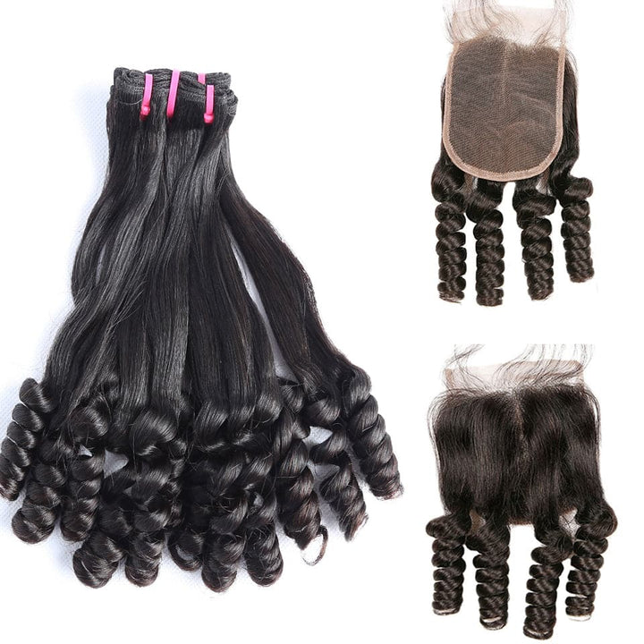 Lumiere Hair Straight Funmi Human Hair 4 Bundles with 4x4 Lace Closure
