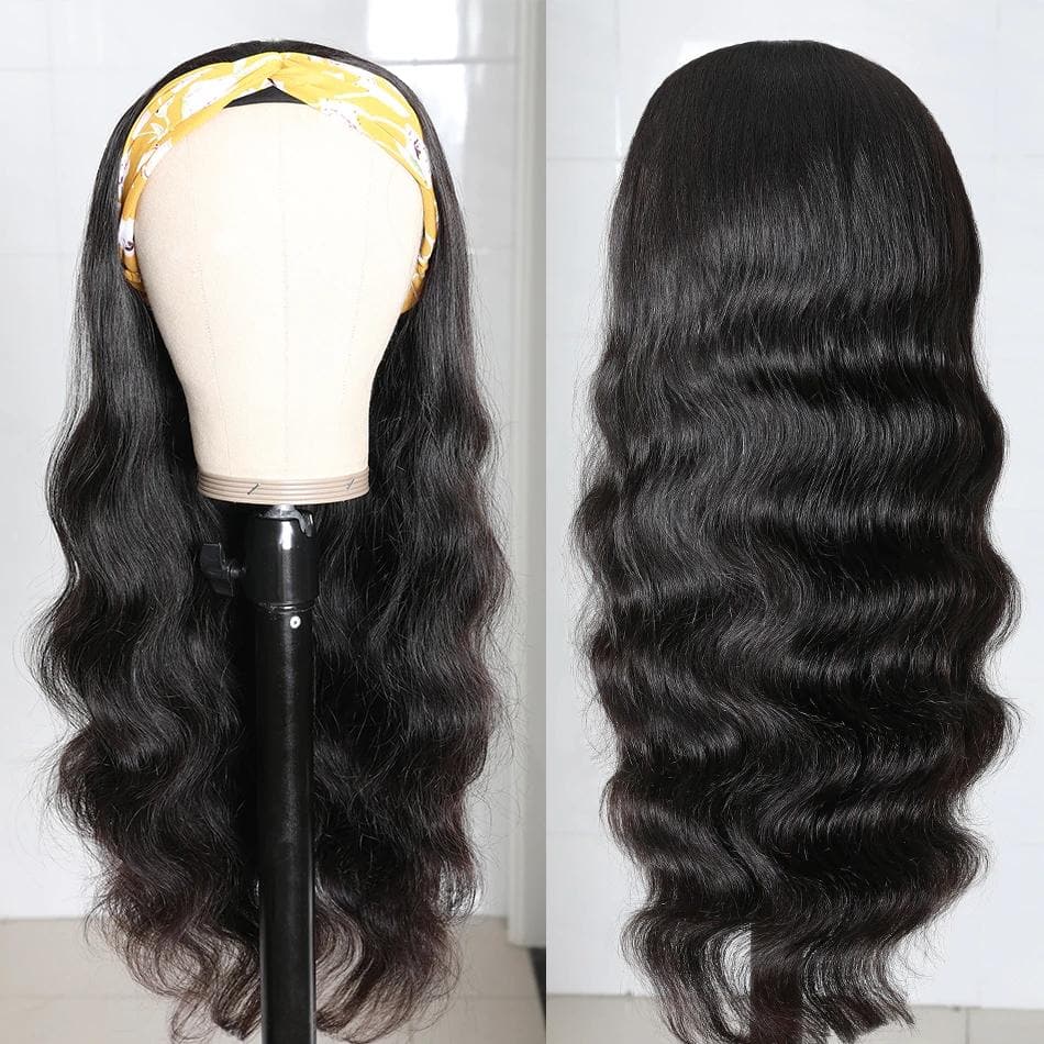Lumiere Body Wave Headband Human Hair Wig Machine Made Non-Lace
