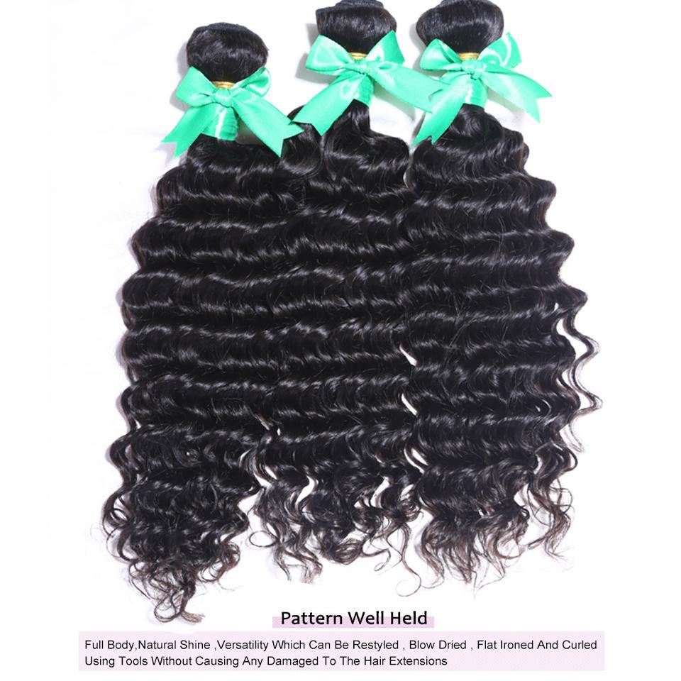 lumiere Indian Deep Wave Virgin Hair 4 Bundles with 4X4 Lace Closure