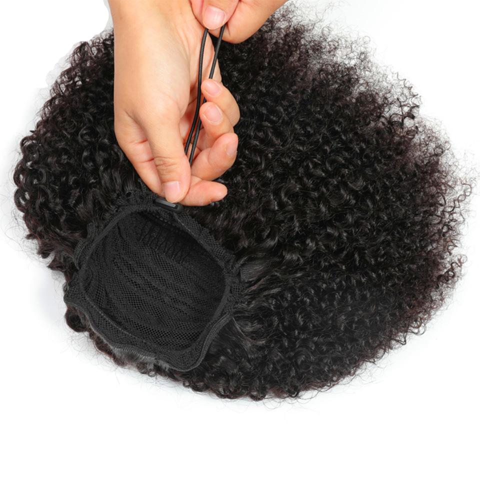 Ship In 24Hours-Lumiere Kinky Curly Drawstring Ponytail Brazilian Human Hair For Women Extensions
