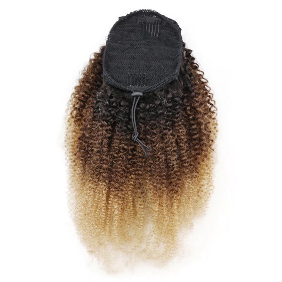 1b/4/27 Afro Curly Drawstring Ponytail African American Hair Extension