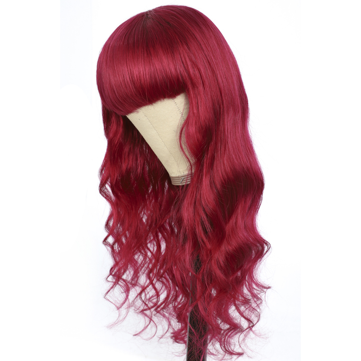 BURG Body Wave Full Machine Made None Lace Front Wigs With Bangs