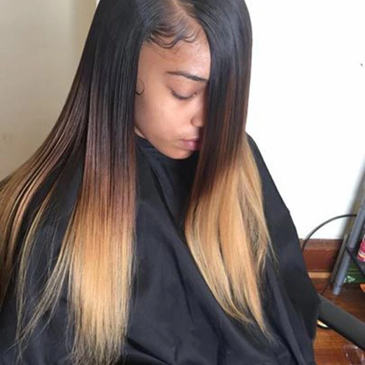 lumiere Hair Malaysian Ombre Straight 3 Bundles with 4X4 Closure Human Hair Free Shipping