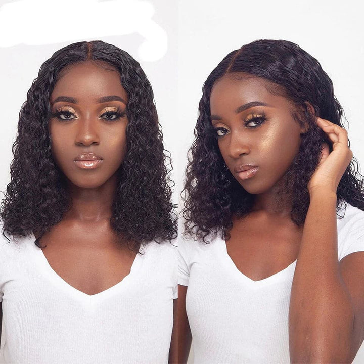 lumiere Short Bob Lace Front Wigs Kinky Curly 13x1 T-Part Lace Human Hair Wigs Pre-Plucked