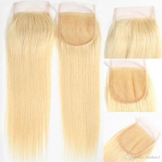 613 Blonde Color 2 Bundles Straight with 4x4 Closure Virgin Human Hair