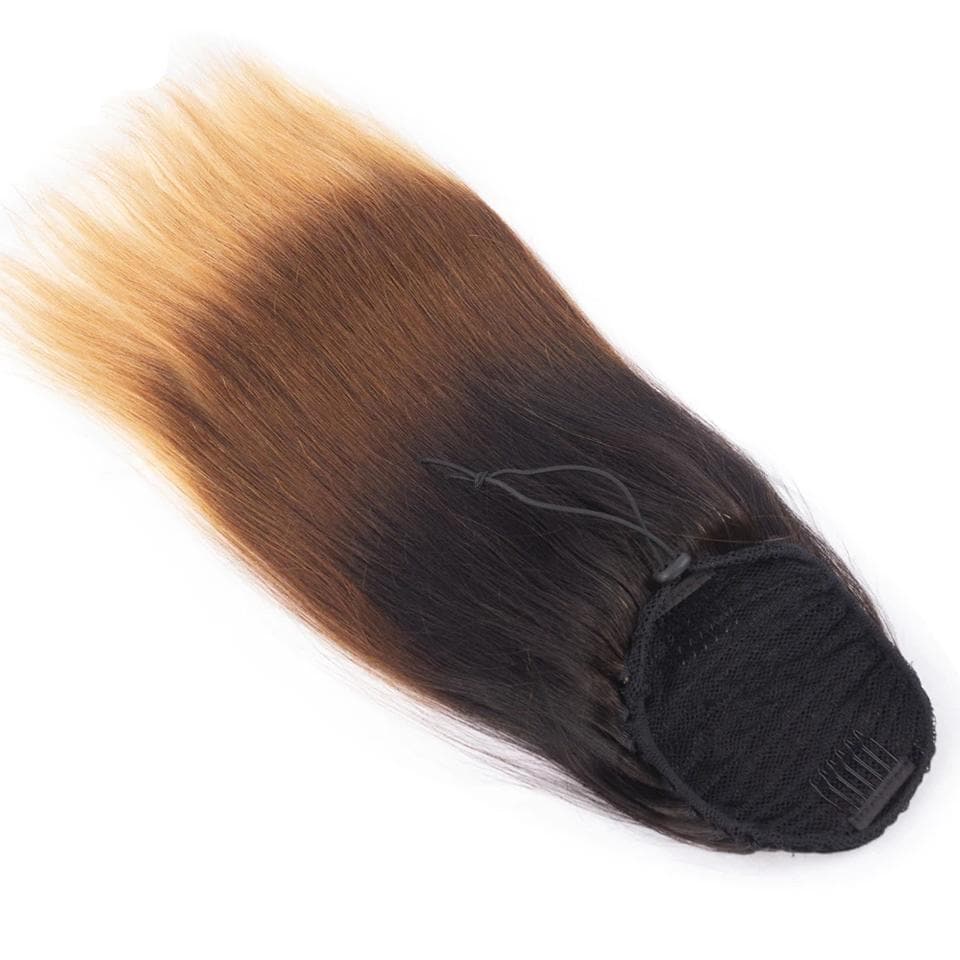 1b/4/27 Straight Drawstring Ponytail African American Hair Extension