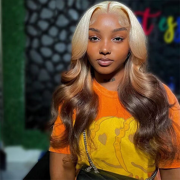 613 Ombre Blonde Body Wave Lace Front Wig Transparent  display picture 1