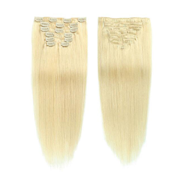 #613 Pince à cheveux droite colorée dans les extensions de cheveux humains 7 pièces/ensemble 120G