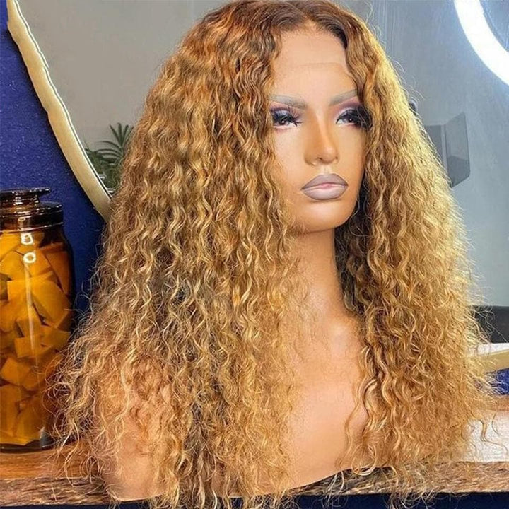 #27 Kinky Curly 4x4/5x5/13x4 Lace Closure/Frontal 150%/180% Densité Perruques Pour Femmes Pré Pincées