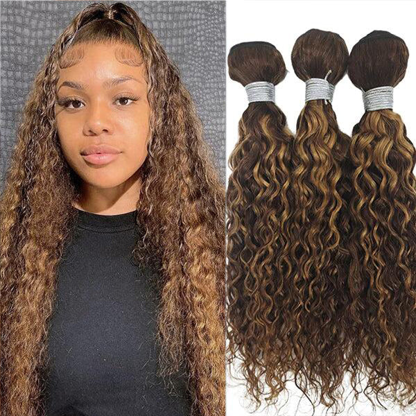 Highlight P4/30 Ombre Water Wave 3 Bundles Human Hair(No Code Need)