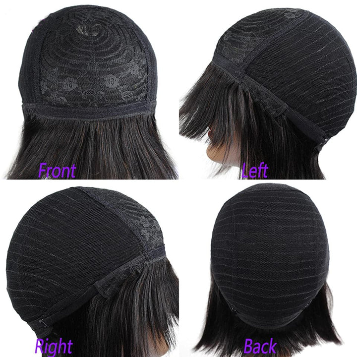 Deep Wave Full Machine Made None Lace Human Hair Wigs With Bangs 8-24 inches Human Hair