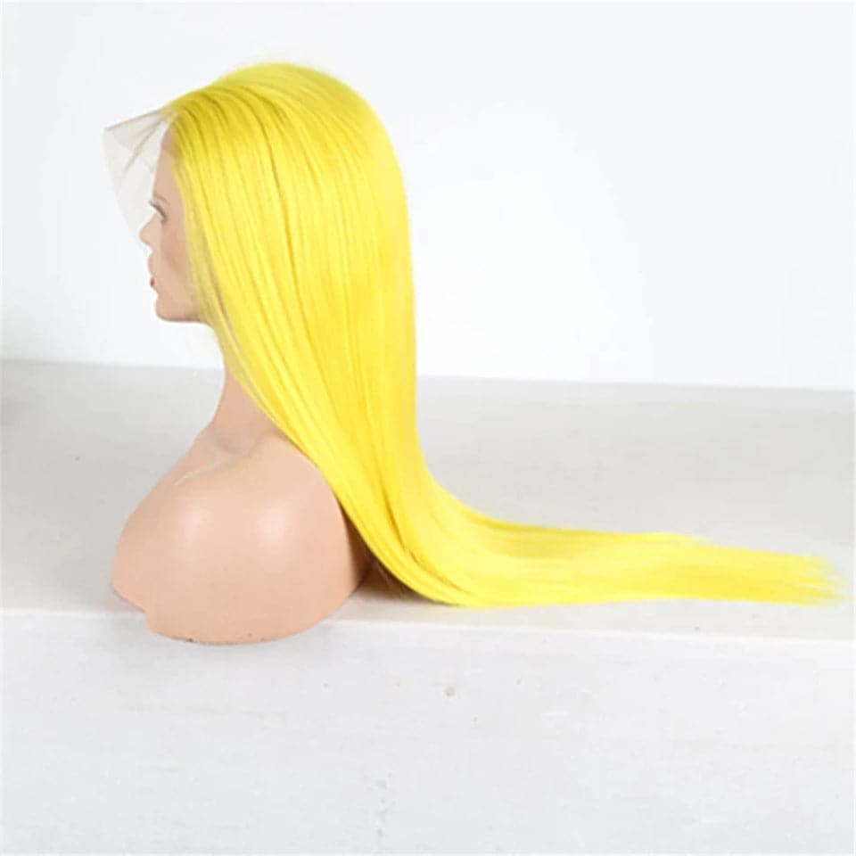Cheveux humains vierges de perruques frontales en dentelle droite jaune avec des cheveux de bébé