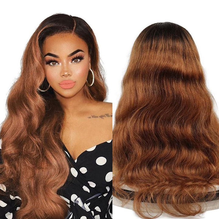 Lumiere 1B/30 Ombre Body Wave 4x4/5x5/13x4 Lace Closure/Frontal 150%/180% Density Wigs For Women Pre Plucked
