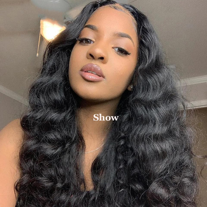 Loose Deep Wave 4 Bundles with transparent lace Closure / Frontal Brazilian Remy Human Hair