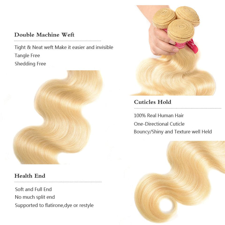 lumiere one Piece Blonde Color 613 Body Wave Virgin Human Hair Extension - Lumiere hair