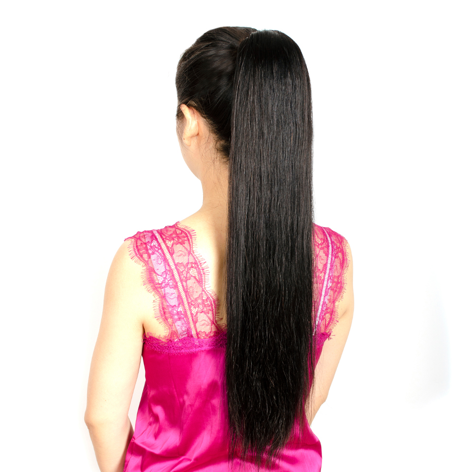 Brazilian Straight Drawstring Ponytail Extensions Natural Hair