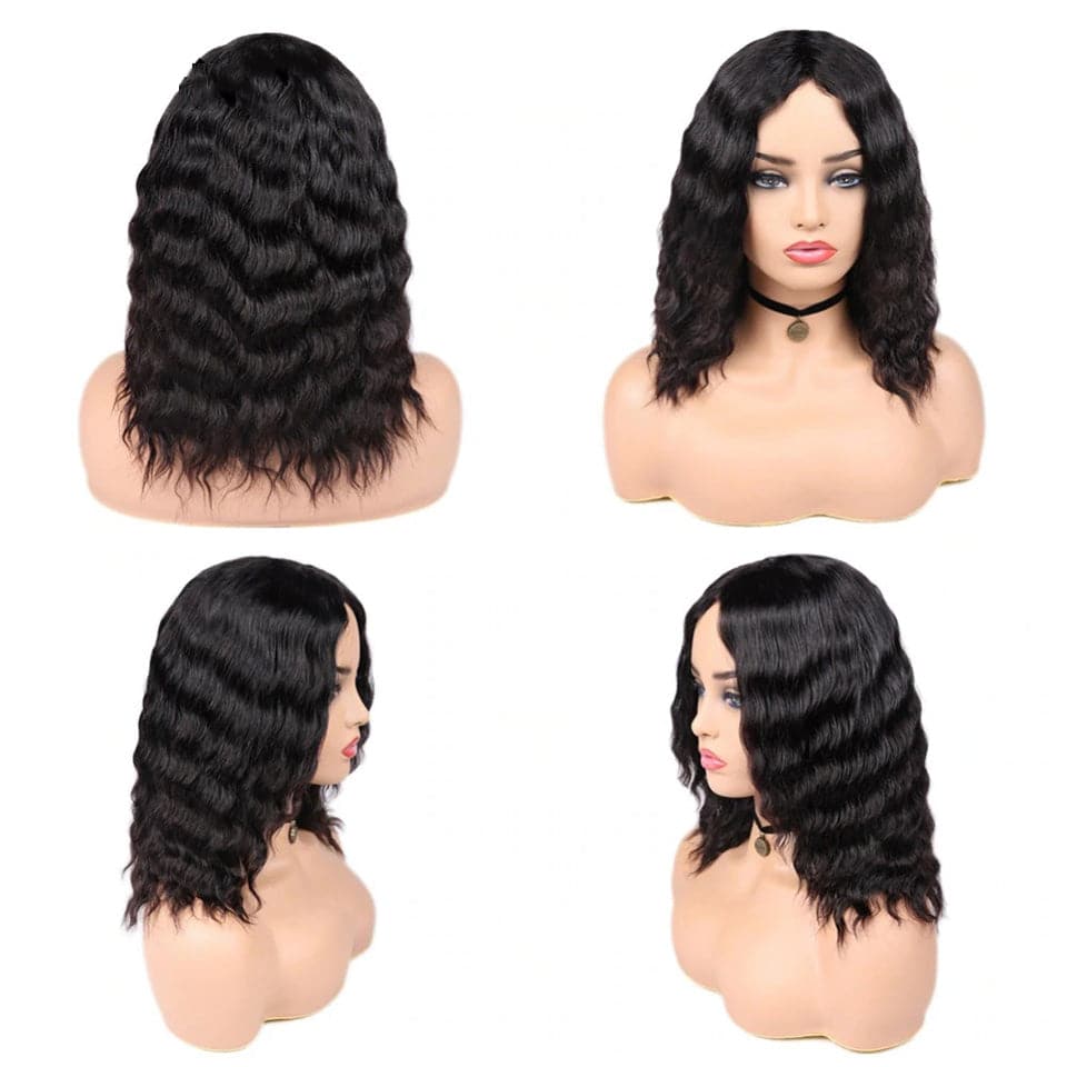 Loose Deep Wave Wigs Middle Part 100% human Hair Full Machine Made Wigs None Lace