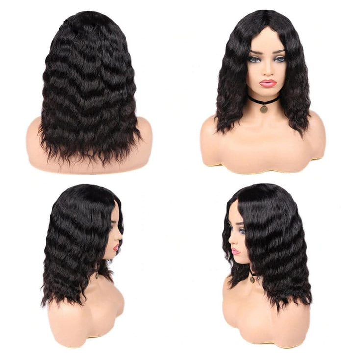 Loose Deep Wave Wigs Middle Part 100% human Hair Full Machine Made Wigs None Lace