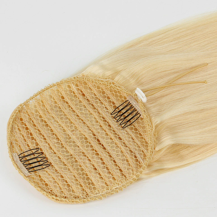 613 Blonde Straight Drawstring Ponytail Human Hair Extensions