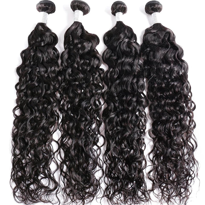 Water Wave 3 Bundles With 4x4 Lace Closure Brazilian Human Hair