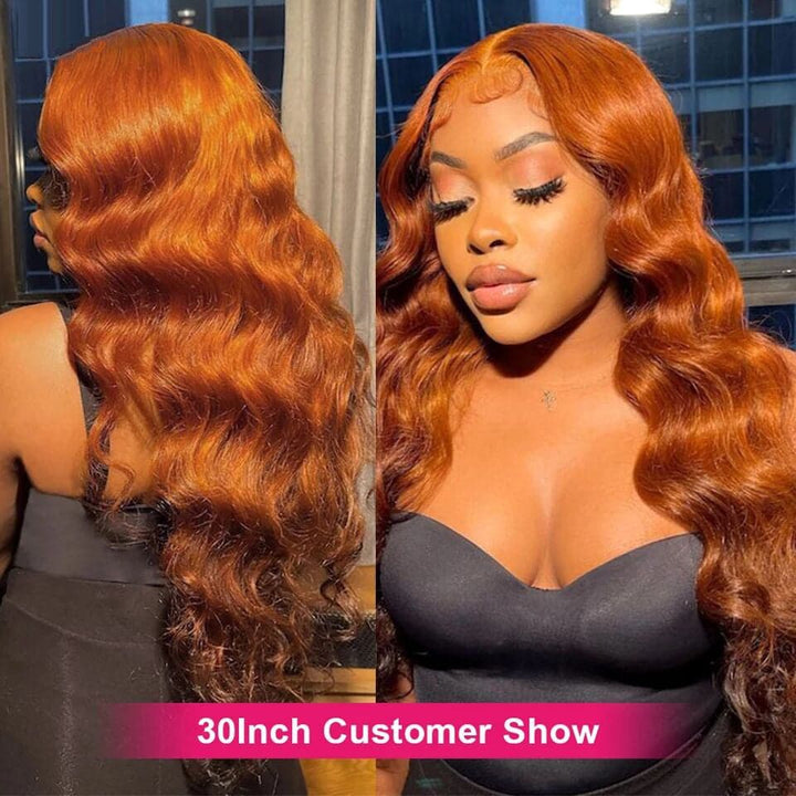 Skunk Stripe Ombre Ginger Body Wave 4x4/13x4 HD Lace Colored Human Hair Wigs for Women